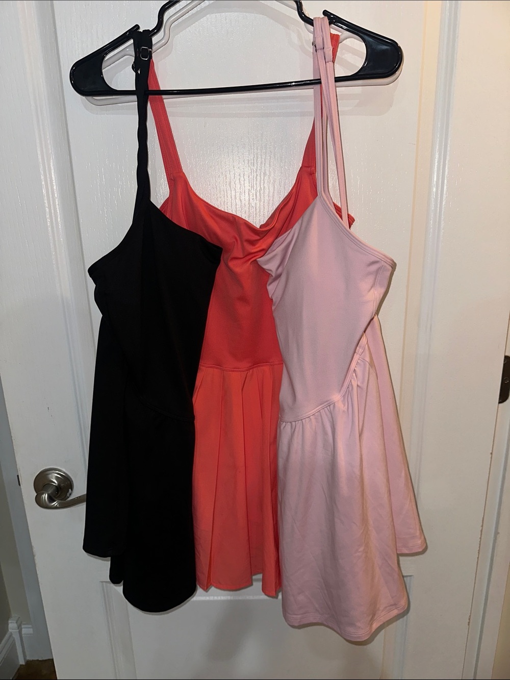 Gilly Hicks Spaghetti Strap Skater Dress Trio - Black, Coral, Light Pink